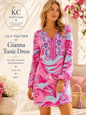 Lilly Pulitzer Gianna Tunic Dress Oh My Guava Engineered XS NWT $178